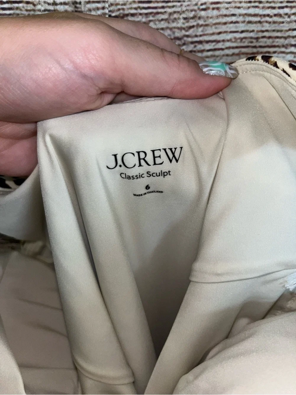 😍 J.Crew NWT Classic Sculpt One-Piece Swimsuit in Beige and Leopard Trim size 6